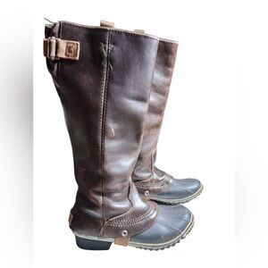 SOREL Women’s Tall Leather Duck Boots – Waterproof Winter Boots – Size 6.5